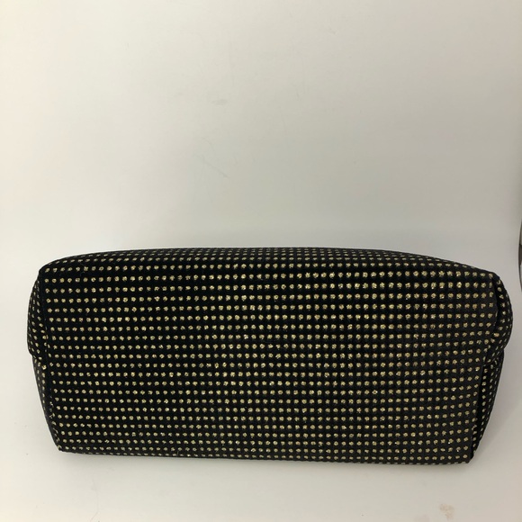 JUICY COUTURE WOMENS NEW PYRAMID BEAUTY BAG COSMETIC TRAVEL MAKE UP GOLD BLACK - Picture 4 of 7